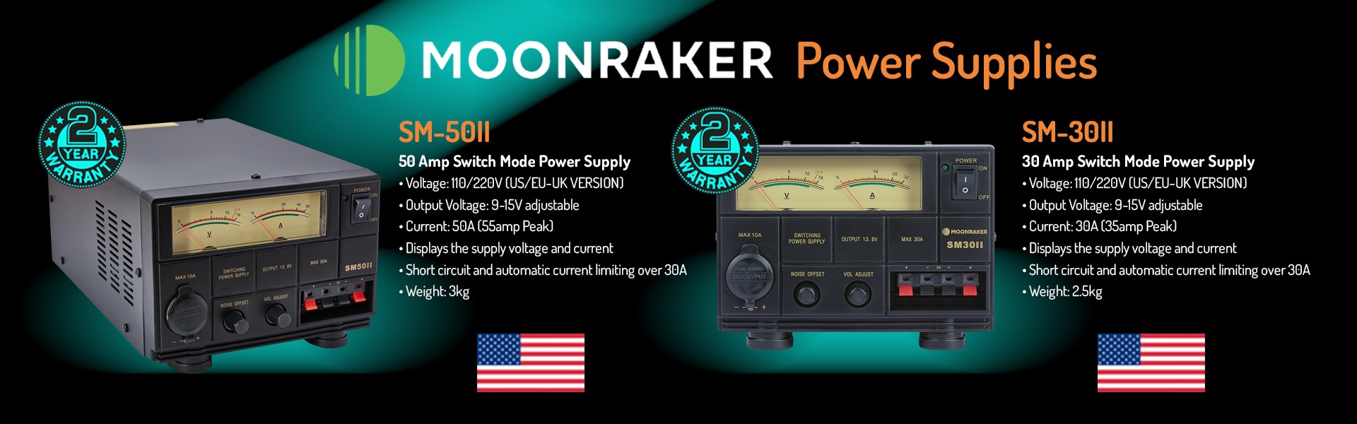 Moonraker power supplies with 2 year warranty Moonraker power supplies with 2 year warranty
